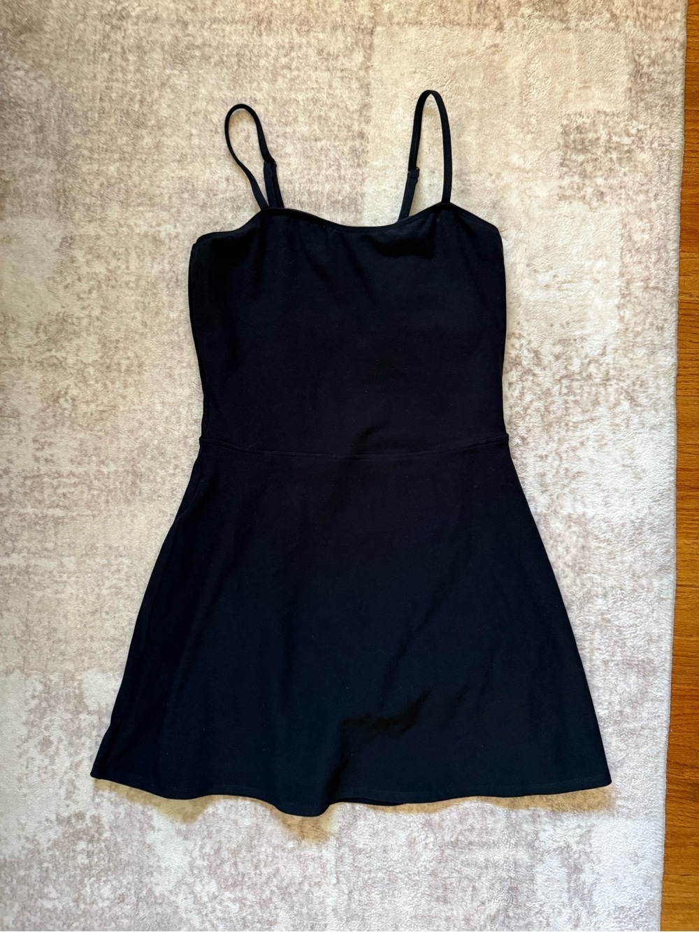 ALO Yoga Black Mini Slip Dress with Spaghetti Straps